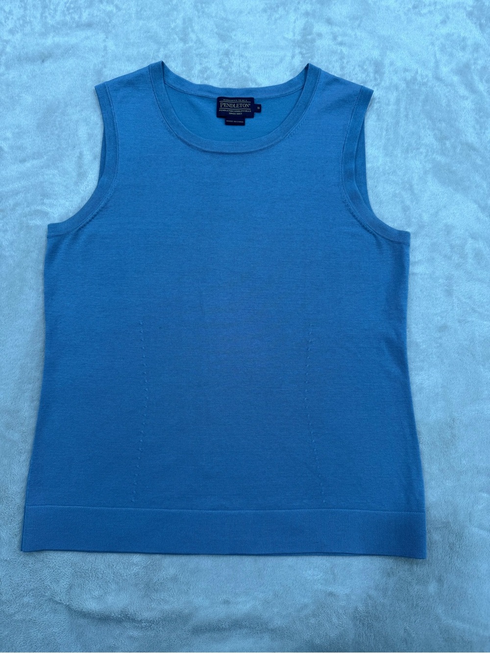 Pendleton Silk Blend Sleeveless Knit Top Blue Small